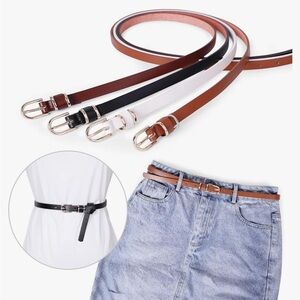 Thin Belts for Jeans Dresses Coats Skinny Women Belt with Gold Alloy Buckle